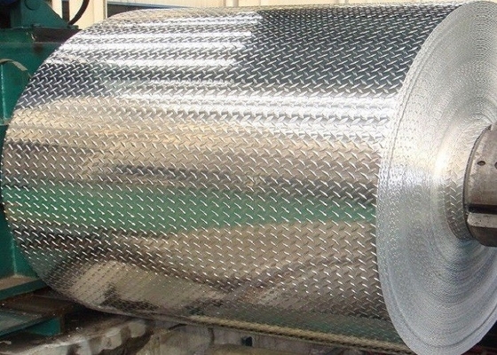China Non Slip Metal Tread Plate , 5052 3003 5 Bars Embossed Aluminum Sheet Coil supplier